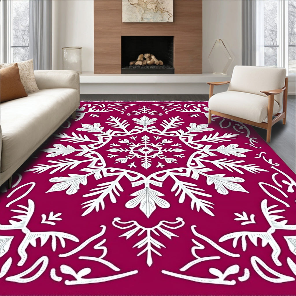Deep Pink Floral Medallion Medley Rug