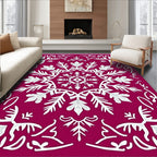 Deep Pink Floral Medallion Medley Rug