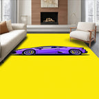 Vibrant Purple Sports Car Pop Art Rug