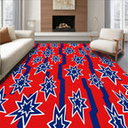 Red Blue Exploding Star Geometric Rug