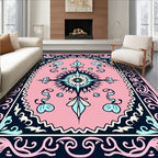 Pink Turquoise Starburst Floral Medallion Rug