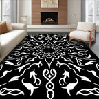 White Abstract Floral Mandala Rug