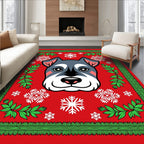 Festive Dog Snowflake Festive Holiday Rug