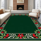Elegant Red Berry Floral Border Rug