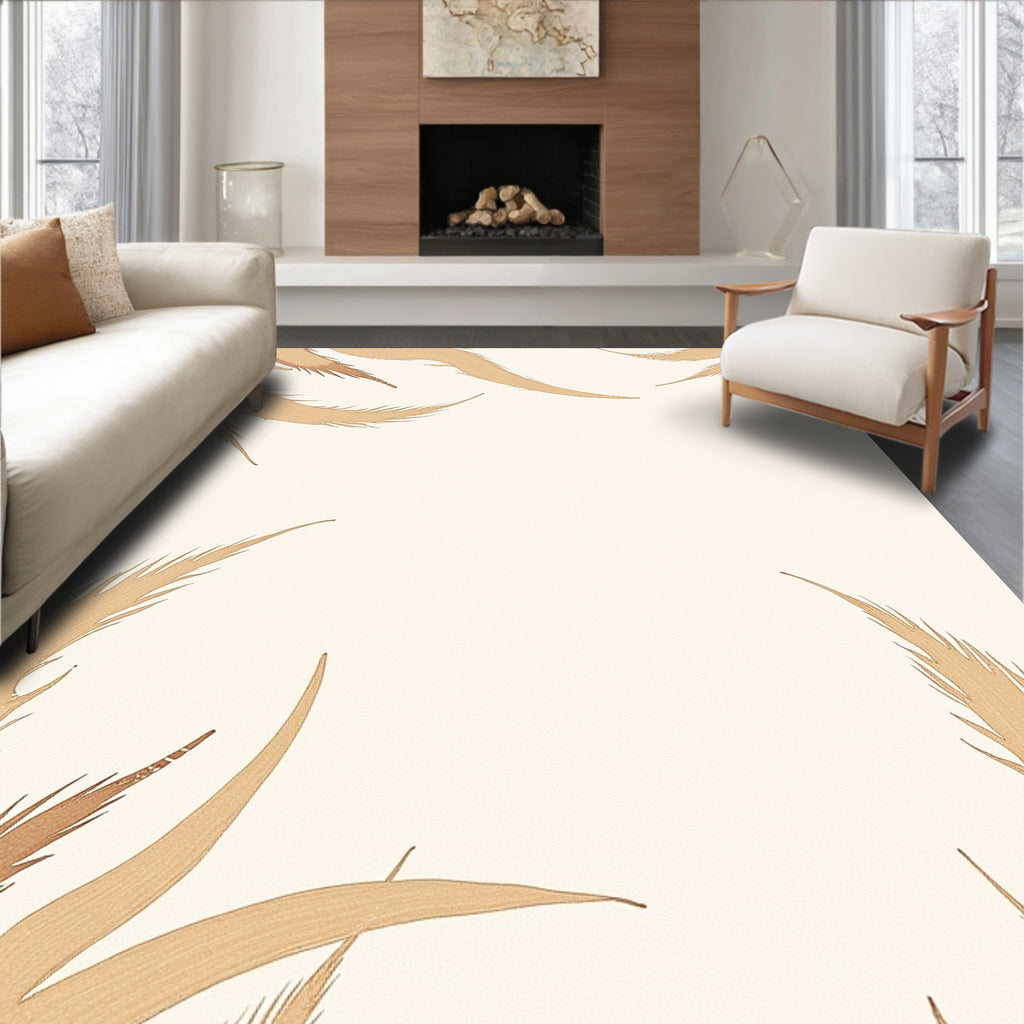 Golden Feather Border Accent Rug