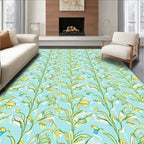 Light Blue Floral Garden Whimsical Lily Rug
