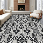 Monochrome Abstract Floral Symmetry Rug