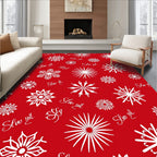 Classic Red Snowflake Holiday Rug