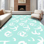 Aqua White Abstract Swirls Rug