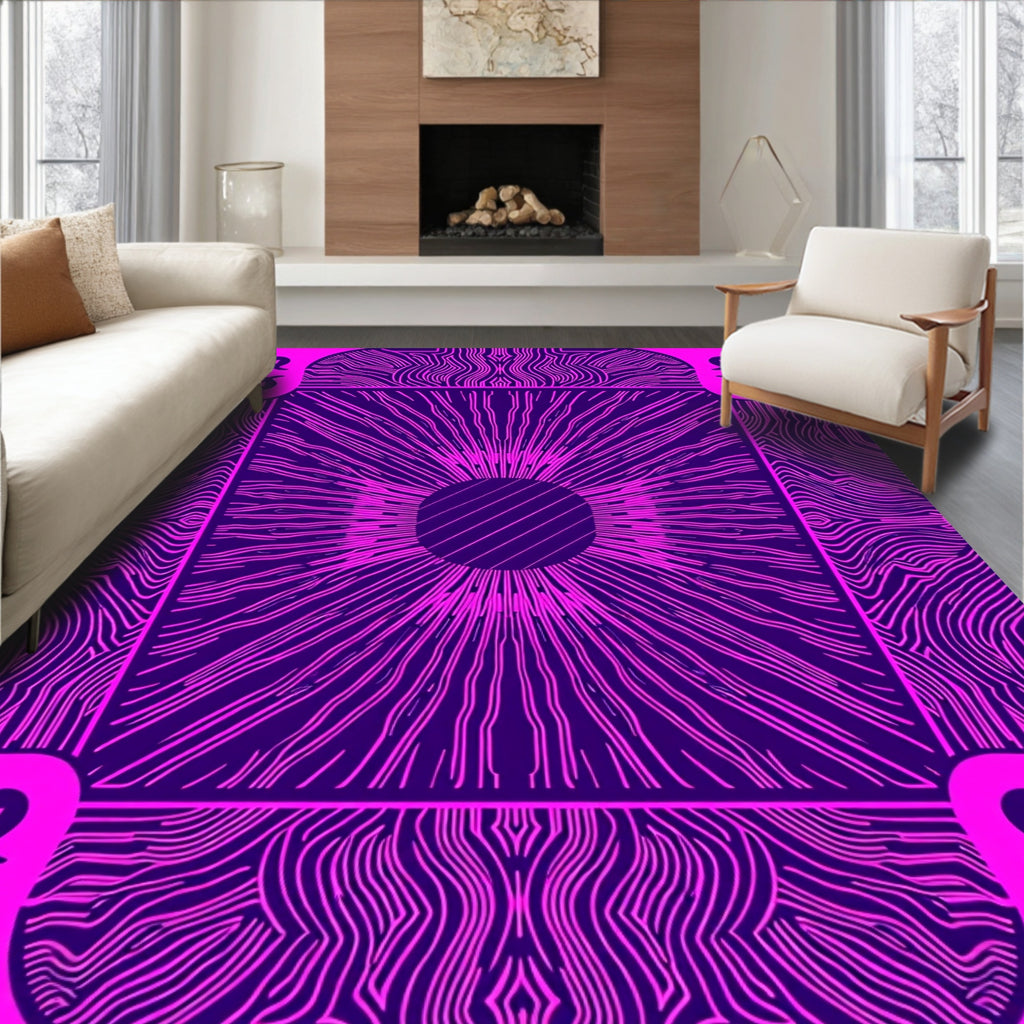 Bright Violet Sunburst Radial Rug