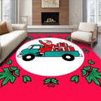 Merry Santa Delivery Truck with Gifts Rug