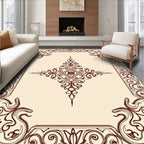 Ornate Burgundy Medallion Border Rug