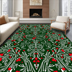 Emerald Green Berry Vine Symmetry Rug