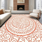 Crimson Swirl Medallion Mandala Rug