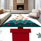 Festive Potted Evergreen Snowflakes Rug