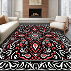 Bold Red Black Paisley Medallion Rug