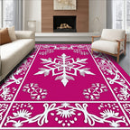 Fuchsia Snowflake Border Medallion Rug