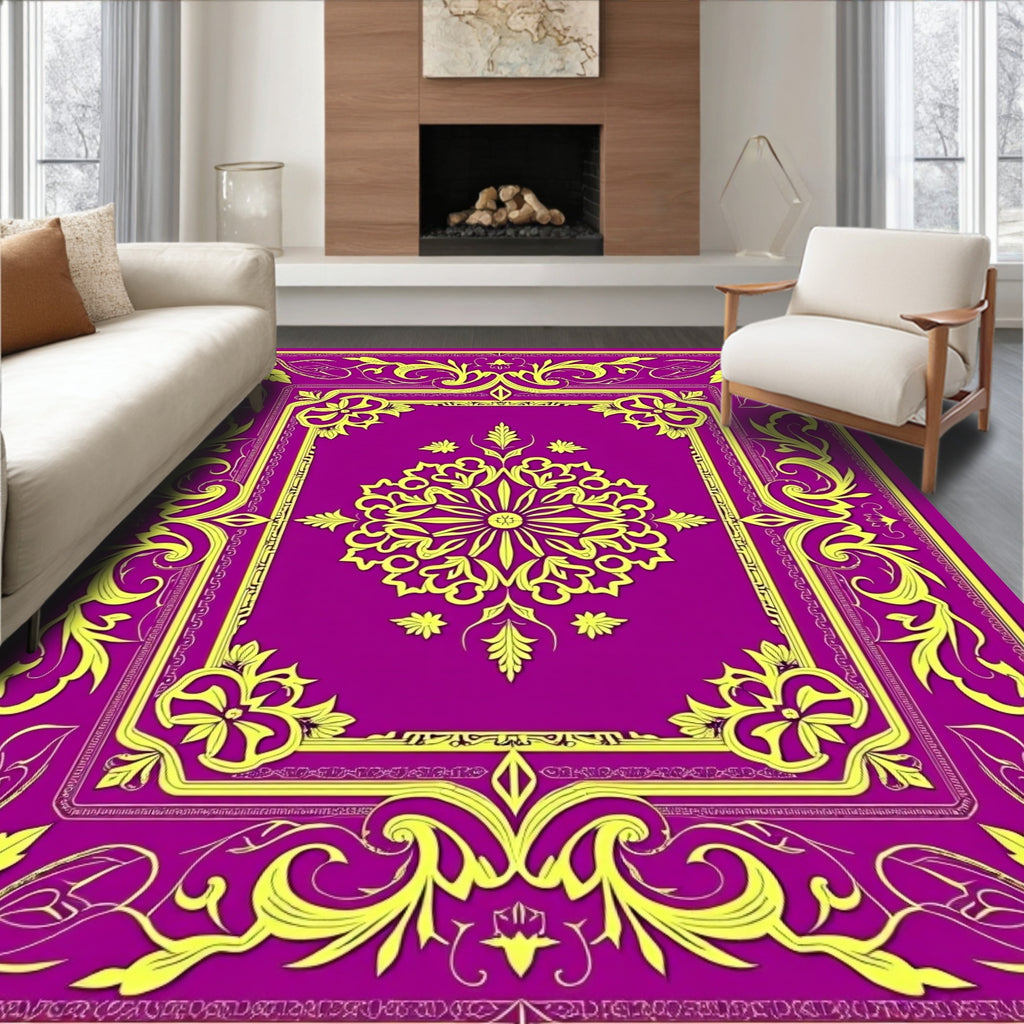 Vibrant Magenta Floral Medallion Rug