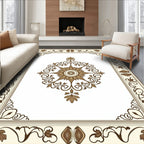 Ornate Golden Brown Floral Medallion Rug