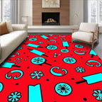 Crimson Aqua Lollipop Snowflake Scatter Rug
