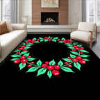 Crimson Berry Leaf Garland Rug