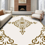 Golden Floral Centerpiece Square Rug