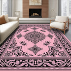 Embellished Pink Floral Medallion Rug
