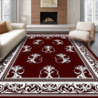 Deep Red Classic Floral Arch Rug
