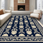 Navy Cream Marine Nautical Motif Rug