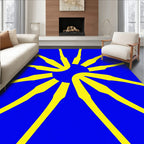 Bold Yellow Sunburst Blue Rug