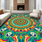 Vibrant Geometric Sunburst Medallion Rug