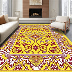 Vibrant Yellow Crimson Floral Border Rug