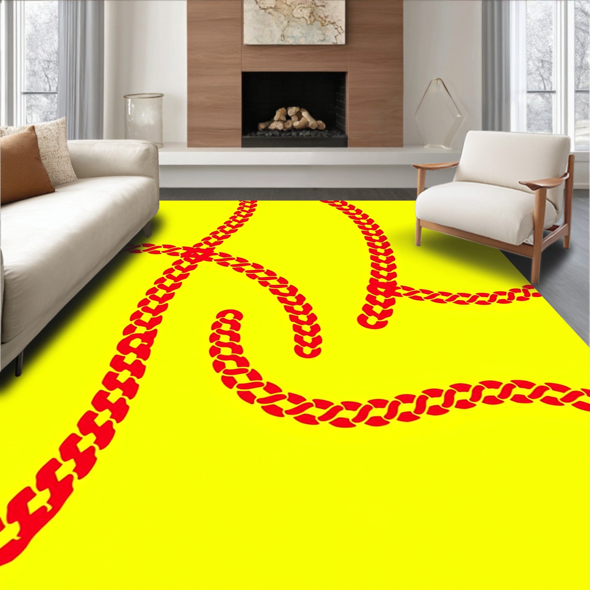 Crimson Interlocking Links Rug