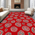 Red Swirled Peppermint Candy Rug