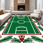 Festive Green Soccer Court Jingle Bells Rug