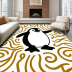 Playful Penguin Golden Swirls Rug