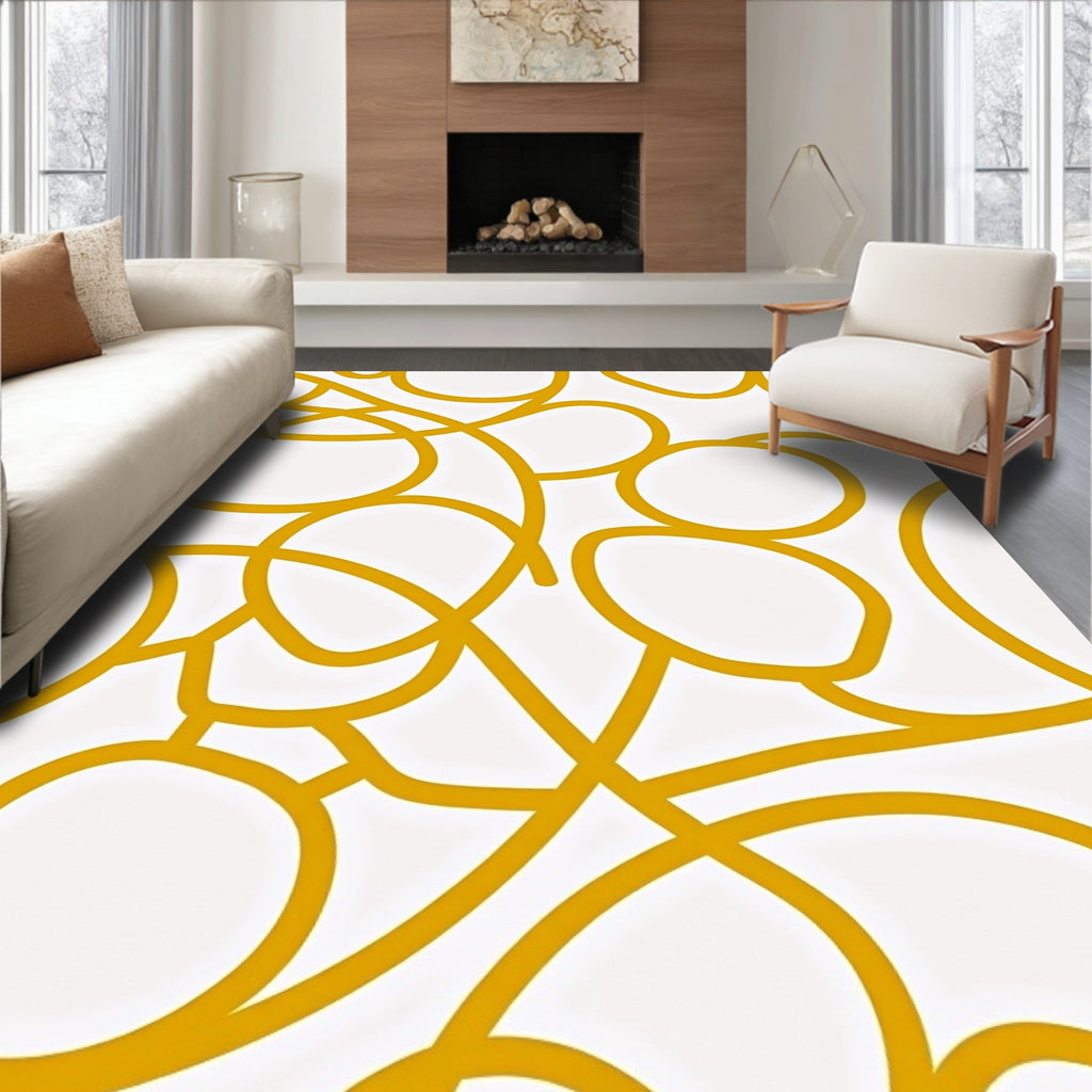Golden Flowing Organic Shapes Rug