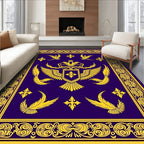 Majestic Gold Winged Crest Royal Blue Rug