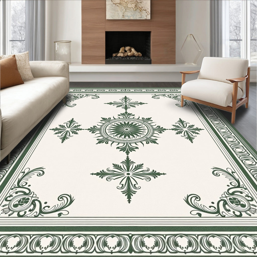Emerald Green Classic Medallion Border Rug
