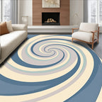 Retro Blue Swirling Spiral Rug