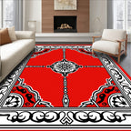 Bold Red and Black Ornate Medallion Rug