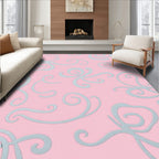 Pastel Pink Swirls Calligraphy Elegant Rug