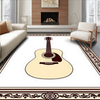 Classic Acoustic Guitar Ivory Red Border Rug