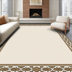 Elegant Bronze Geometric Border Rug