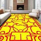 Red Starburst Geometric Panel Rug