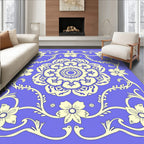 Floral Medallion on Periwinkle Background Rug