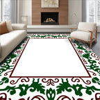 Deep Green Vine Scroll Frame Rug