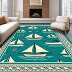 Teal Sailboat Nautical Ocean Theme Rug