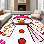 Cheerful Snowman Pink Orange Accents Rug