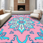 Pink Aqua Floral Medallion Rug